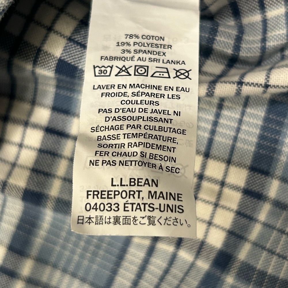 L.L. Bean Men's Casual Navy and White Plaid Shirt Slightly Fitted Large Like New - Picture 8 of 8
